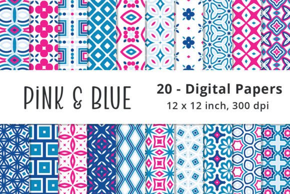 Download Blue and Pink Geometric Background Paper - Blue and pink Collection