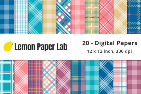 Download Blue and Pink Plaid Digital Paper - Blue and pink Collection
