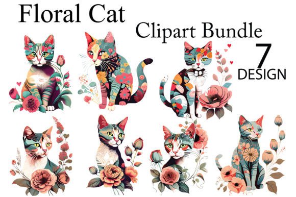 Download Floral Cat Clipart Bundle - Premium Bundle