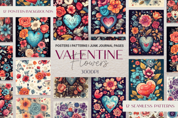 Download Doodle Valentine Hearts &amp; Flowers Pack - Doodle valentine Collection