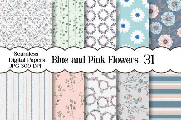 Download Blue and Pink Flowers Pattern - Blue and pink Collection