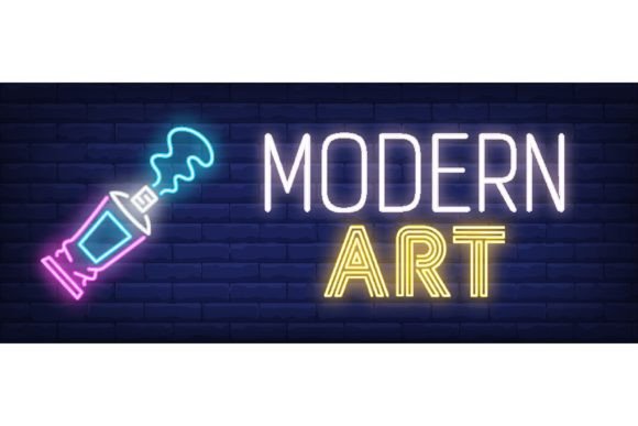 Download Modern Art Neon Text with Pen Paint Tube - Modern Collection