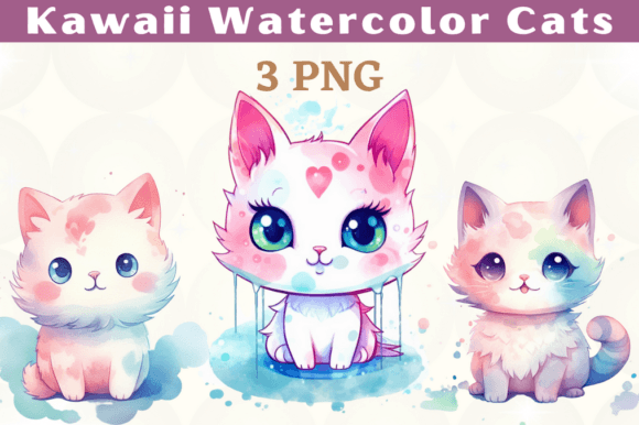 Download Cute Watercolor Cats Pastel Colors PNG - Pastel colors Collection